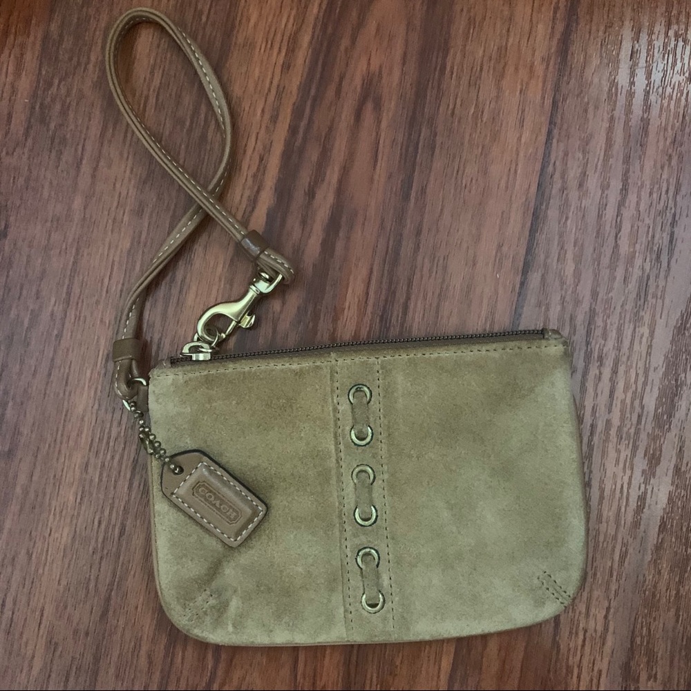 Suede Coach wristlet.